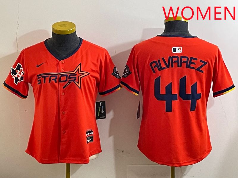 Women Houston Astros #44 Alvarez Orange Three generations Joint Name 2025 Nike MLB Jersey style 4124